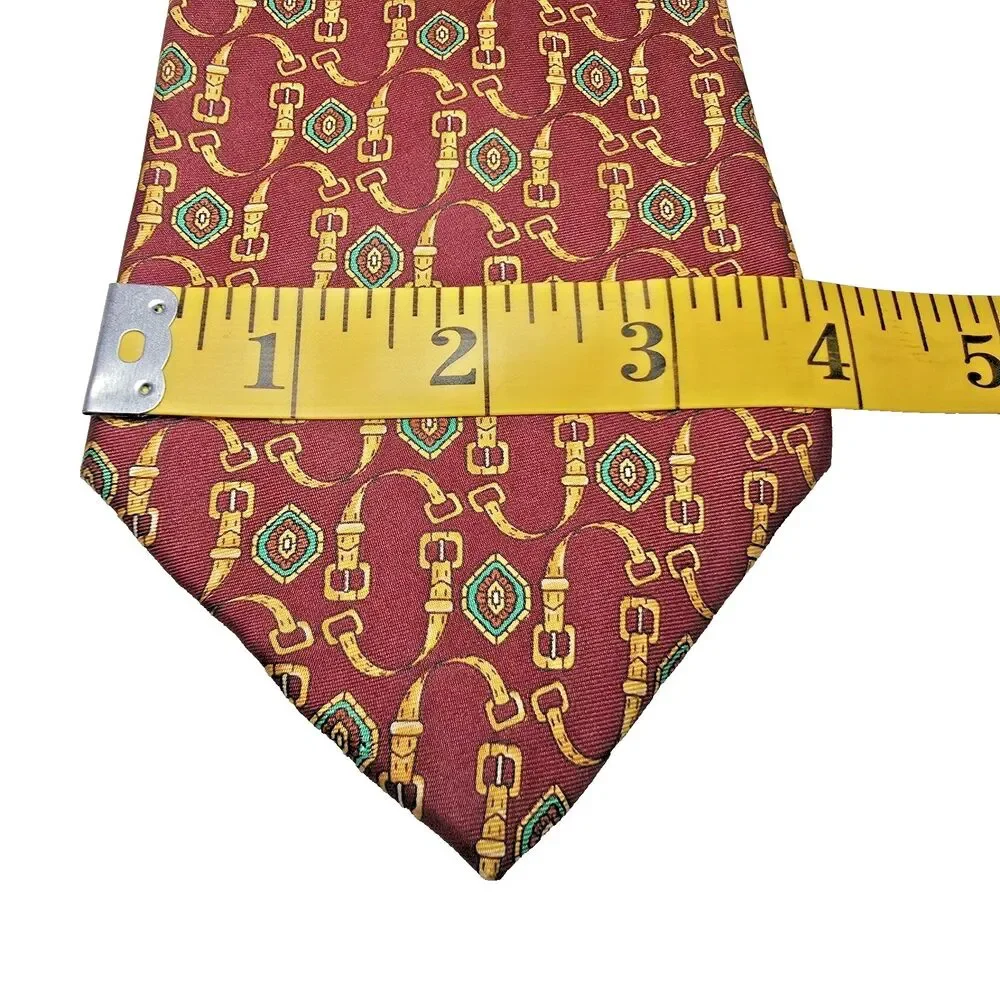 VTG Renato Balestra 100% Silk Made in Italy Luxury Tie in Burgundy & Gold X Long